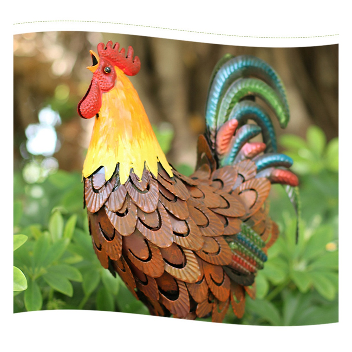 Metal Rooster Decor, Chicken Decor,Outdoor Garden Statues, Chicken Sculpture for Backyard Decor & Lawn Ornaments