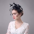 thumbnail image 3 of Bridal Feather Fascinator Birdcage Veil Ascot Race Hat Party Hair Accessories, 3 of 11