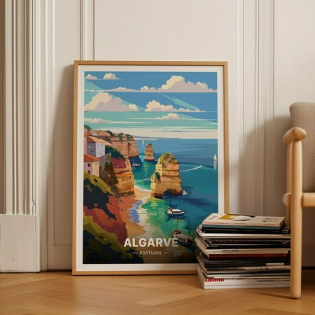 Algarve Portugal Scenic Travel Poster, Coastal Wall Art, Home & Office Decor, Portugal Coast Landscape Wall Art, Modern Wall Decor, 8x12 UNFRAMED