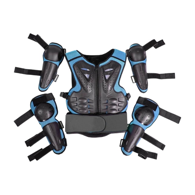 Traje de protección para niños para motocicleta, equipo de protección para montar, protector transpirable, equipo para adolescentes para carreras de Azul
