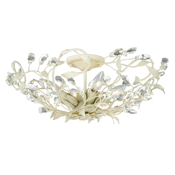Vaxcel Jardin 19-in W Crystal Cream Vintage Vine Semi Flush Mount Ceiling Light