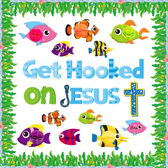 Set de tablones de anuncios BeYuMi Get Hooked on Jesus, 81 unidades