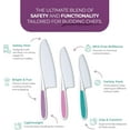 thumbnail image 2 of Tovla Knives for Kids 3-Piece Nylon Kitchen Knife Set: Children's Cooking Knives in 3 Sizes & Colors/Firm Grip Serrated Edges BPA-Free Kids' Knives/Safe Lettuce and Salad Knives, 2 of 7