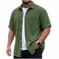 thumbnail image 3 of Vetsdori Mens Corduroy Shirts Short Sleeve Big and Tall Summer Button up Work Pocket Casual Plain Collar T-Shirts for Men Stylish, 3 of 7