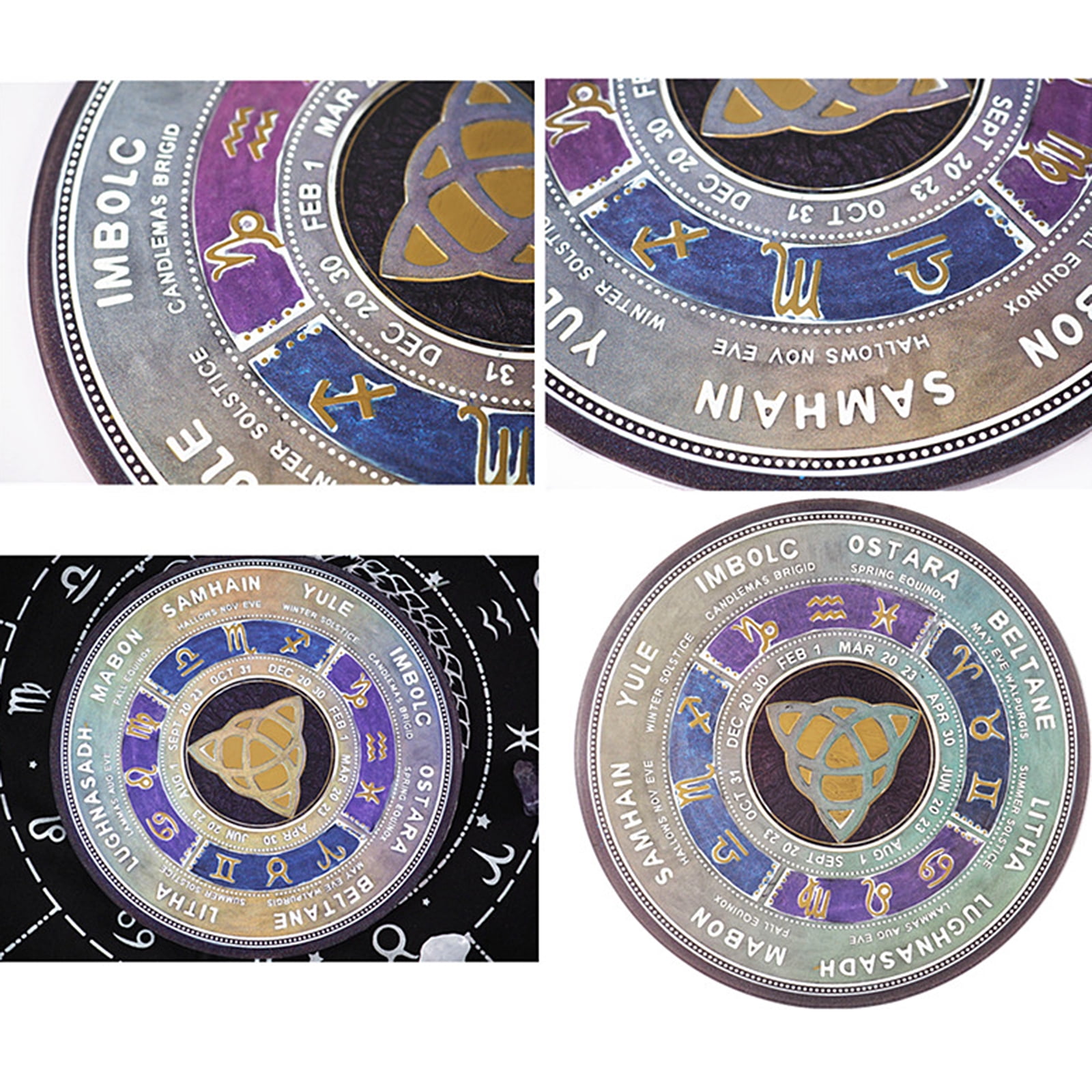 Lcoor 2Pcs Resin Mold Tarot Divination Mat,Epoxy Molds for Divination Decorations,Sun Moon Star Tarot Card Tray Round Resin Mold,Astrology Board,Tarot Card Tray Mold