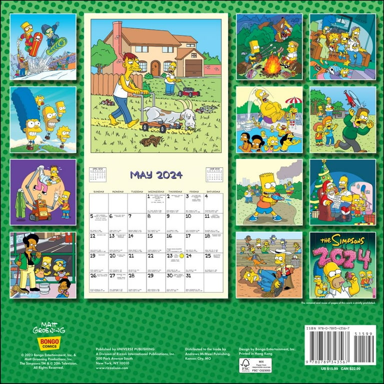 The Simpsons Wall Calendar 2024 Belva Cathryn