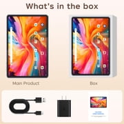RNRUO 10.1 Android 15 Tablet, 12GB(4+8)RAM, 128GB ROM, 128GB Expand, Quad-Core Processor up to 2.0GHz, WiFi 6 BT5.4, 6000mAh with Fast Charge, Dual Camera, IPS Display, Blue Gray