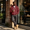 thumbnail image 5 of Full Zip Waffle Knit Hoodies For Men Sweatshirt Hooded Cardigan With Pocket Loose Fit Drawstring Athletic Jackets, 5 of 9