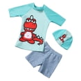 thumbnail image 6 of Y-Sunset Boy Quick Dry Swimsuits 3 Piece Swim Set Beach Swim Trunks Top TShirt Swimming Cap Sun Protection Bathing Suit Swimwear Kids 3-4 Years&Blue#05, 6 of 6