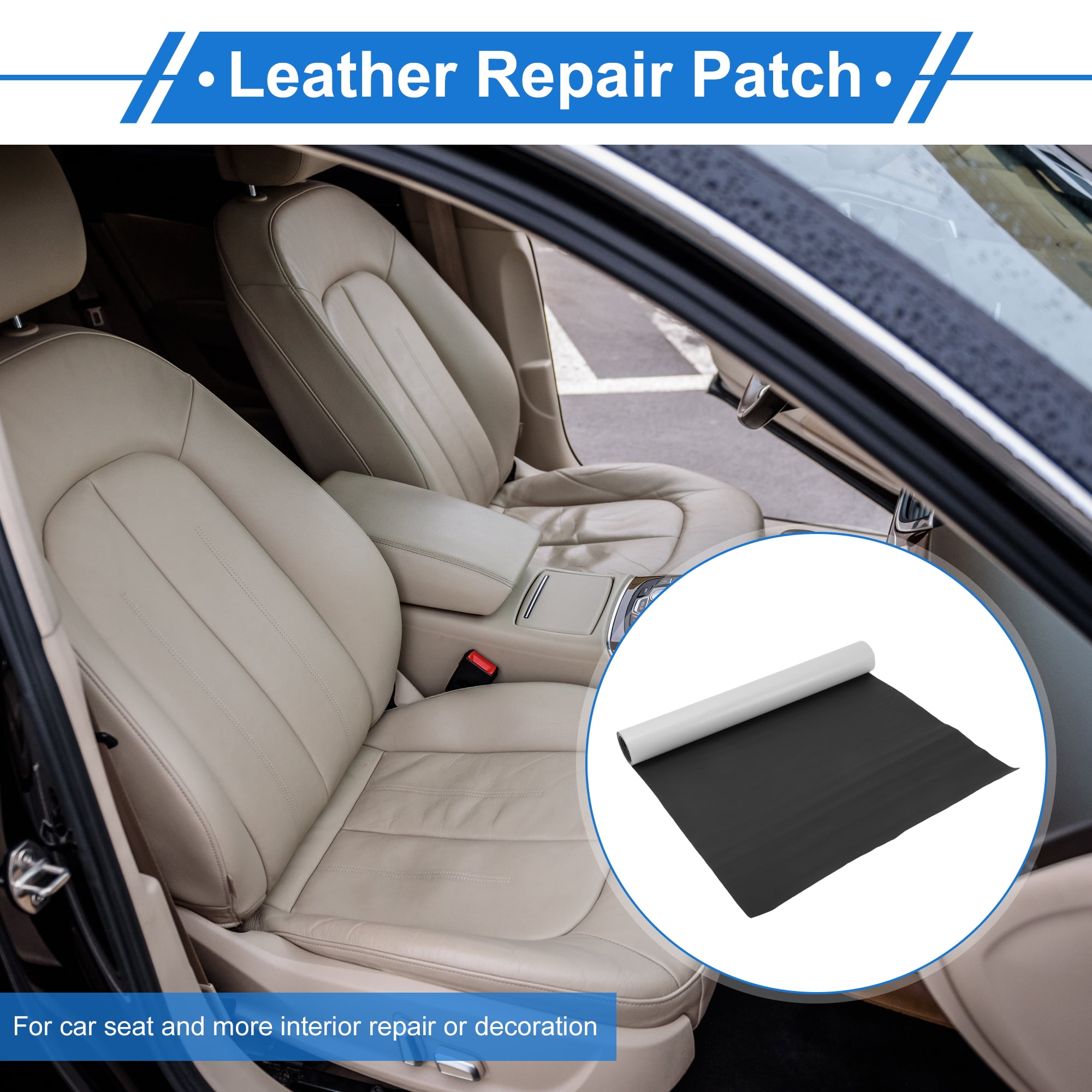 Unique Bargains Self Adhesive Leather Repair Patch Leather Repair Tape for Automotive Car Seat Sofa Couches Chair Interior Trim Black 60" x 17"