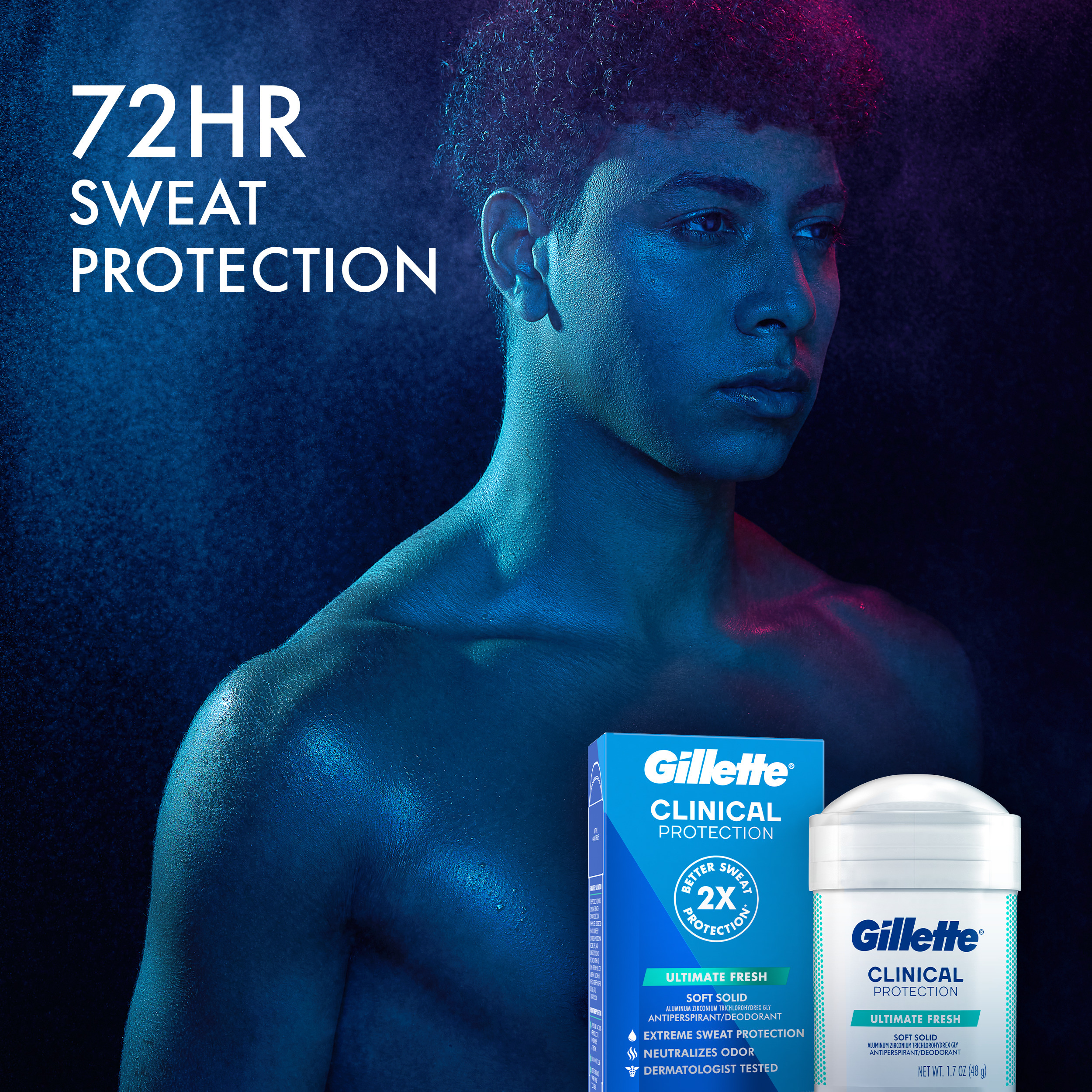 Gillette Antiperspirant Deodorant for Men, Clinical Soft Solid, Ultimate Fresh, 72 Hr. Sweat Protection, 2.6 oz - image 3 of 7