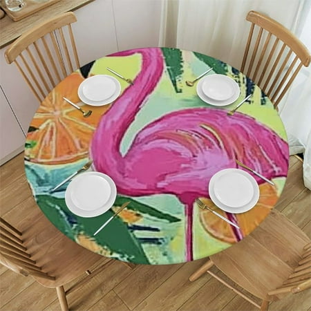 

Sheronv Flamingo Pineapples Round Tablecloth Stain Resistant Washable Indoor Outdoor Kitchen Dining Wedding Parties 100% Polyester Full Width Single-Sided Printing Outdoor Picnic Camping and Indoor