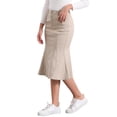 thumbnail image 4 of Faldas de mujer Inspire Chic, falda midi de mezclilla de cintura alta con cola de pez, color caqui claro, 4 of 5