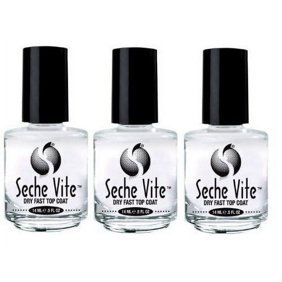 (Pack of 3) Seche Vite Dry Fast Top Coat Nail Polish Lacquer 0.5 oz 15ml