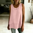 thumbnail image 5 of TGSLY Women's Crew Neck Double Layer Chiffon Tank Tops Flare Hem Swing Sleeveless Tunic Shirt Loose Flowy A-Line Fit Solid Color Blouse XXL, 5 of 9