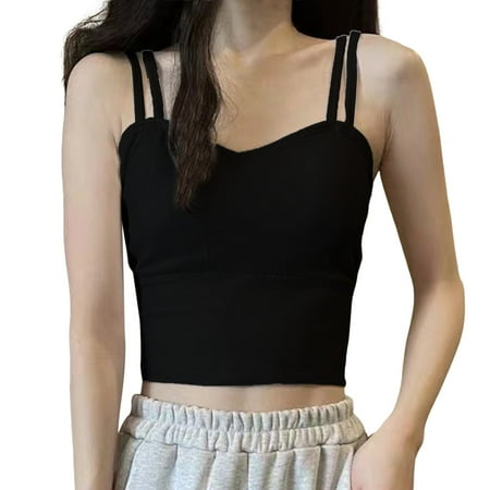 

BSDHBS Bras for Women Beautiful Back Underwear Sweat Absorbing Sling Comfortable Rimless Bra Black Size One Size