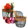 thumbnail image 4 of trademark innovations oval wire tall garden home dcor baskets with wicker and handles - set of 3, 4 of 5