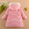 thumbnail image 3 of Somuwie Clearance Winter girls' thickened solid color hooded detachable hat and gloves mid-length cotton coat (3-8 years old), 3 of 3