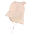 thumbnail image 2 of Jinhomg Toddler Flap Hat Kids Gingham Print Sun Hats with Neck Flap Bear Ears Cotton UPF Sun Protection Sunscreen Caps with Adjustable Chin Strap,Beige, 2 of 6