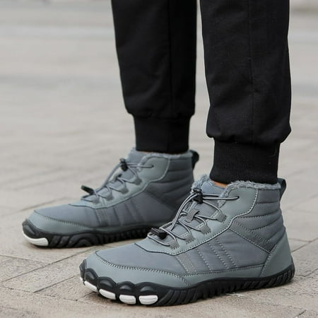 

Hiking Waterproof Boots Winter Warm Lined Footwear Non-Slip Shoes Outdoors 47 Gray Fangkenuo