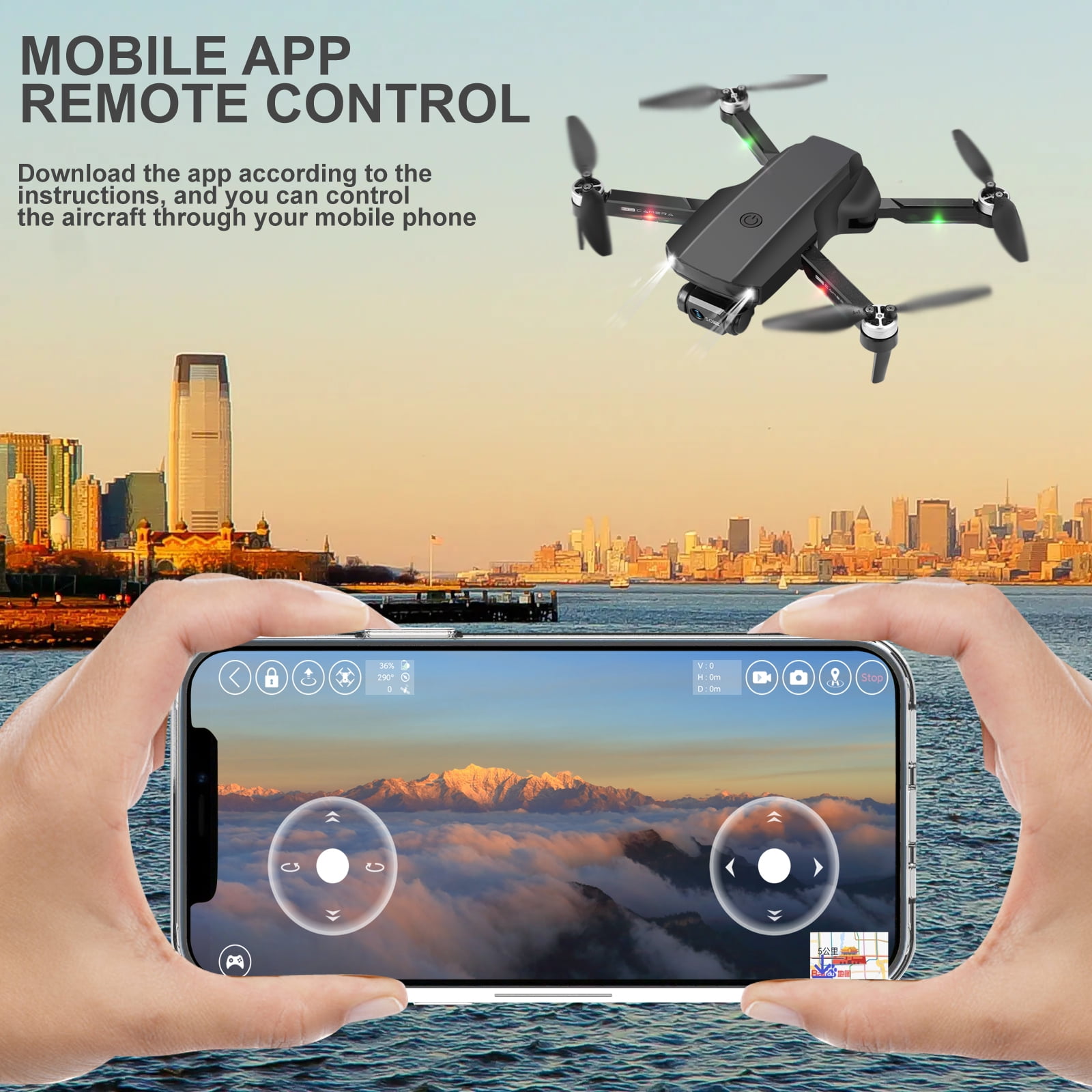 NETNEW 2x Cameras GPS Aerocraft Foldable Drone for Adults with 2x batteries 6K HD 1920P Cameras EIS Anti-Shake Quadcopter 5G WIFI FPV 30Mins Flight Time 120°FOV 50x Zoom Brushless Motor