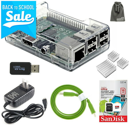 EEKit 6in1 Kit for Raspberry Pi 3 Model B+/B,Case+Memory Card+Charger+HDMI (Best Sd For Raspberry Pi 3)
