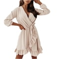 thumbnail image 1 of Vestido casual HUOGUO Vintage Sexy de color liso para mujer, 1 of 5
