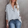 thumbnail image 6 of Oplxuo Women's Half Button Oversized Hoodies, Casual Long Sleeve Loose Pullover Hooded Sweatshirt Trendy Tunic Blouses, 6 of 6