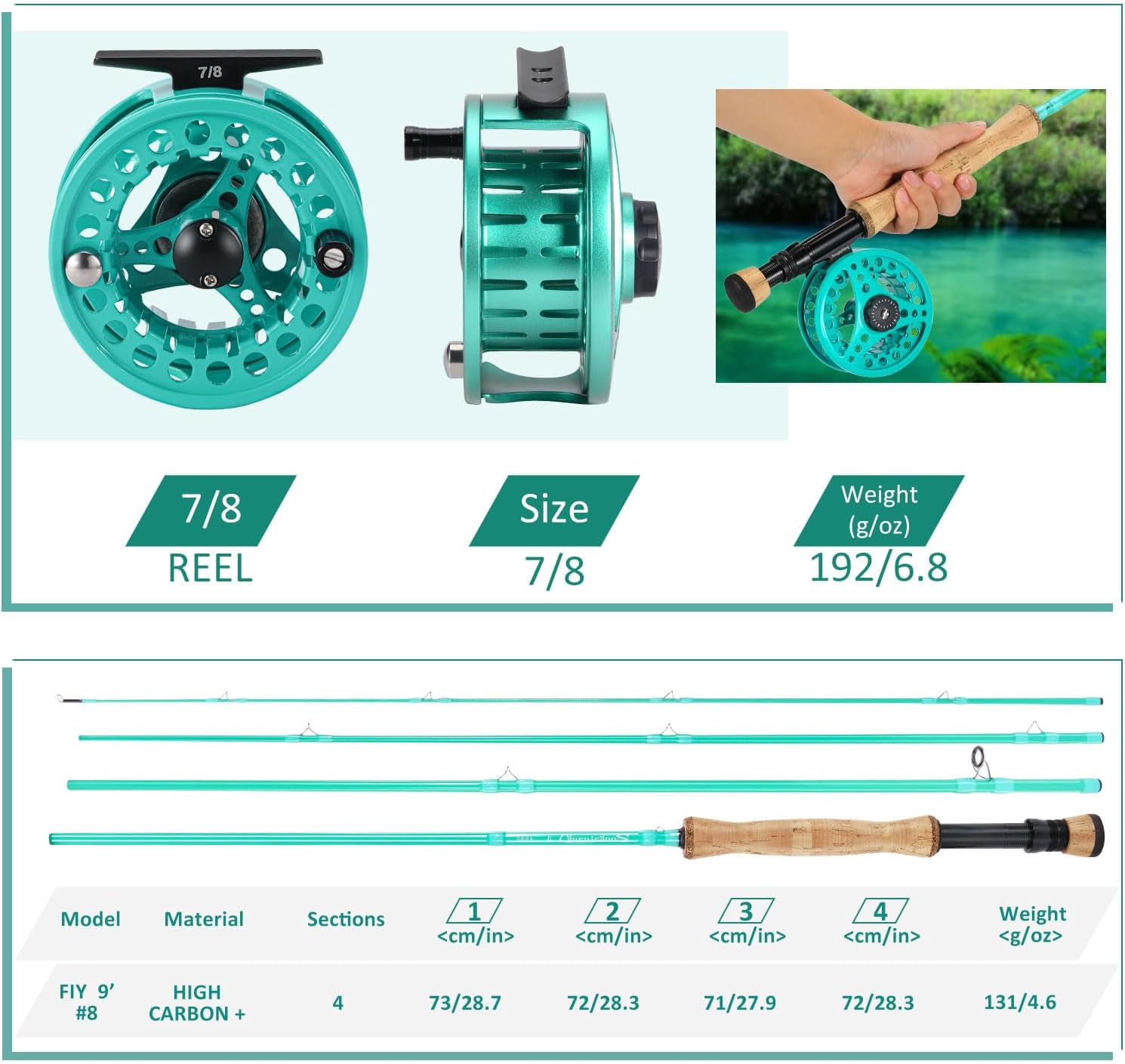 Fly Fishing Combo 9ft Carbon Rod and Reel Starter Kit with Bag