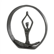 Danya B. Circle Iron Sculpture with Figurine in Yoga Pose  Namaste Spiritual Home Decor Iron Sculpture