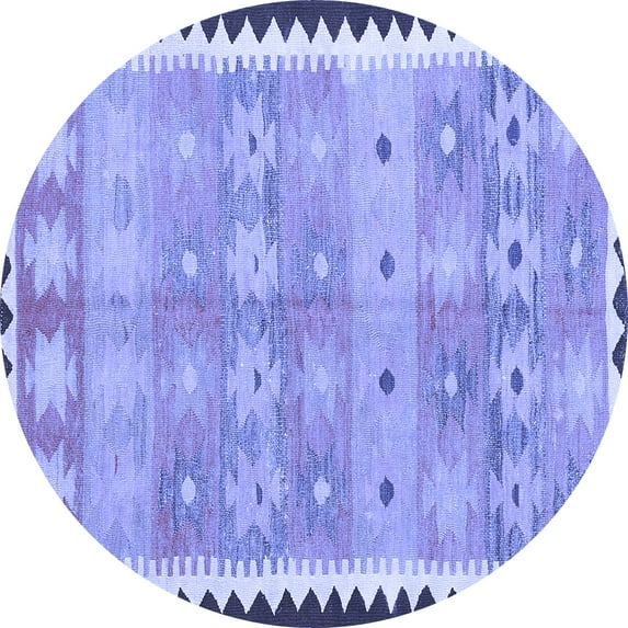 Ahgly Company Machine Washable Indoor Round Southwestern Blue Country Area Rugs, 6' Round