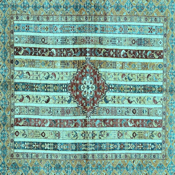 Ahgly Company Indoor Square Abstract Light Blue Modern Area Rugs, 3' Square
