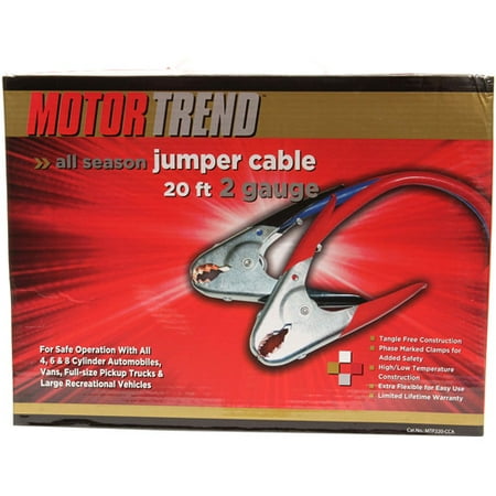 Motor Trend 2-Gauge 500 Amp Parrot Clamp Jumper Cables