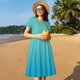 thumbnail image 4 of Balery Teal Turquoise Vestidos sueltos de manga corta para mujer, vestidos de verano 2025, vestidos casuales de corte A con vuelo., 4 of 6