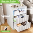 thumbnail image 3 of FANRAL Nightstand Set of 2,LED Nightstands with Charging Station,Fluted Design Bedside Table with RGB LED Lighting,Mid Century Modern Small Dresser with Storagee,White Night Stand, 3 of 7