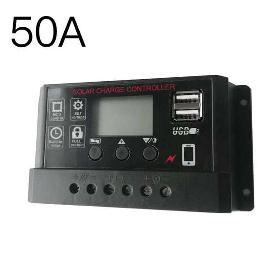 Bearachild Regulador de panel solar Controlador de carga de Pantalla LCD Gestión de carga PWM de 4 etapas completa Electrodomésticos negro 50A Bearachild HA5851-11B