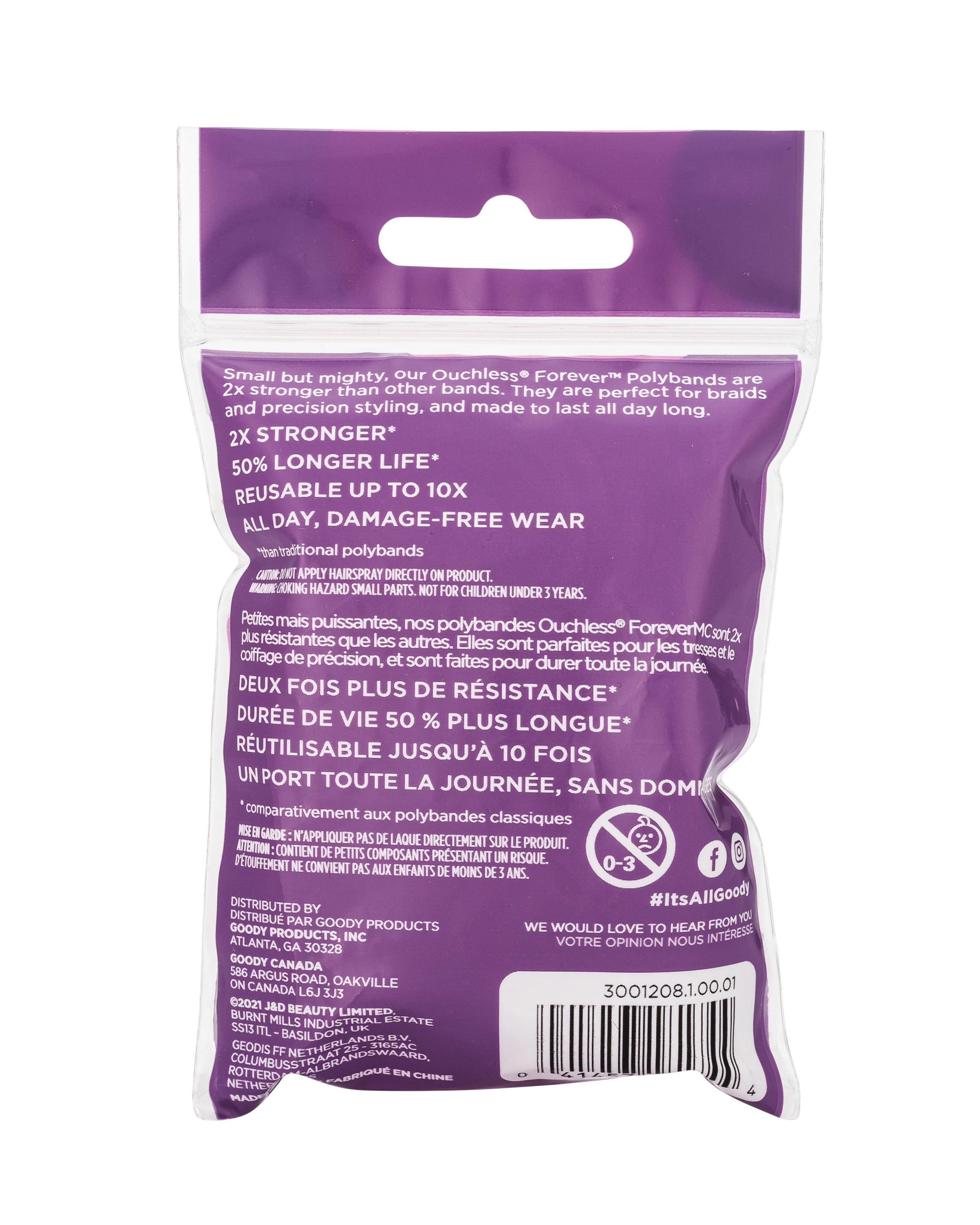 (2 pack) Goody Ouchless Forever Polyband Hair Ties, Clear Elastic Bands, All Hair Types, 150 Ct