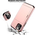 thumbnail image 5 of for iPhone 12 Case,iPhone 12 Pro Case with Card Holder Heavy Duty Protective Dual Layer Shockproof Hidden Card Slot Slim Wallet Case for iPhone 12/12 Pro for Men&Women(Rose Gold), 5 of 14