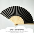 thumbnail image 2 of 9Pcs DIY Painting Fans Interesting Blank Folding Fan Classical Black Folding Fans, 2 of 5