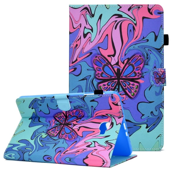 Wallet Case for Galaxy Tab A 10.1 2016 Case Old Model SM-T580/SM-T585, Allytech Smart PU Leather Kickstand Case with Auto Wake Sleep Card Slots/S Pen Holder Case for Samsung Tab A 2016, Pink Butterfly