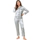 thumbnail image 1 of Conjuntos de pijama para mujer Ropa de dormir de manga larga con botones Traje de noche suave para mujer Conjuntos de salón Pj Gris L, 1 of 5