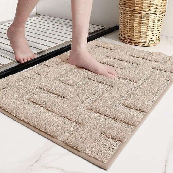 Kaki Tapis de Bain Antidérapant 40x60cm, Tapis Salle de Bain Absorbant et Lavable, Tapis de Bain Gris en Microfibre Tapis de Douche pour Salle de Bain, Toilette, Cuisine, Entrée