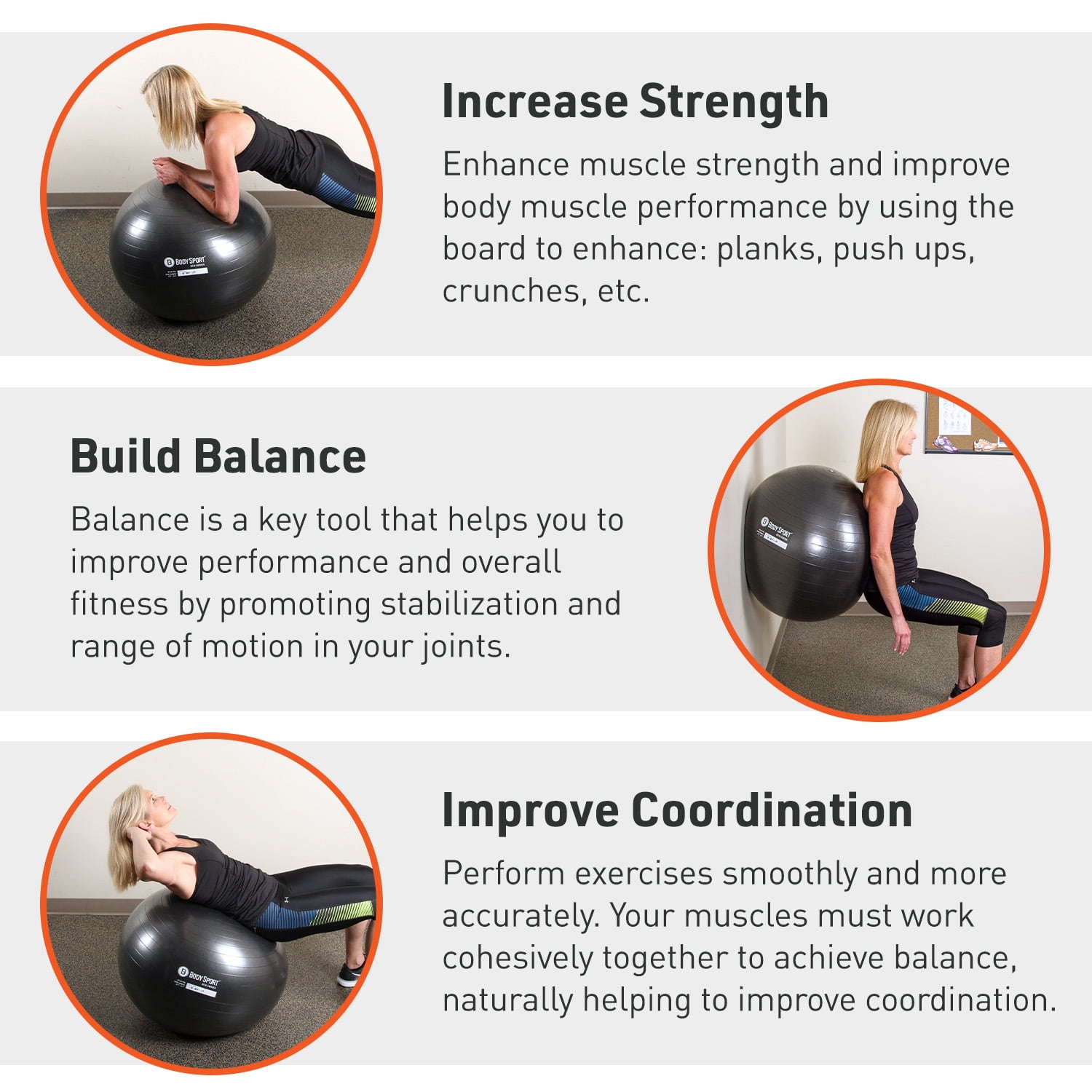 Body Sport Studio Series Charcoal Fitness Ball - 65cm