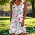 thumbnail image 4 of Gamivast Summer Dresses for Women 3D Floral Print V-Neck Sleeveless Sundress Casual Summer Style A-Line Mini Dress Boho Beach Outfits Party Tank Dress, 4 of 6