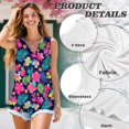 thumbnail image 6 of Jeiento Women's Hawaiian Tropical Shirts Green Leaf Hibiscus Floral Tank Tops Lady Sleeveless V Neck Tshirt Red Flowers Tunic Tops Loose Fit Flowy Pleated Athletic Tee Dressy Summer Clothes,M, 6 of 7