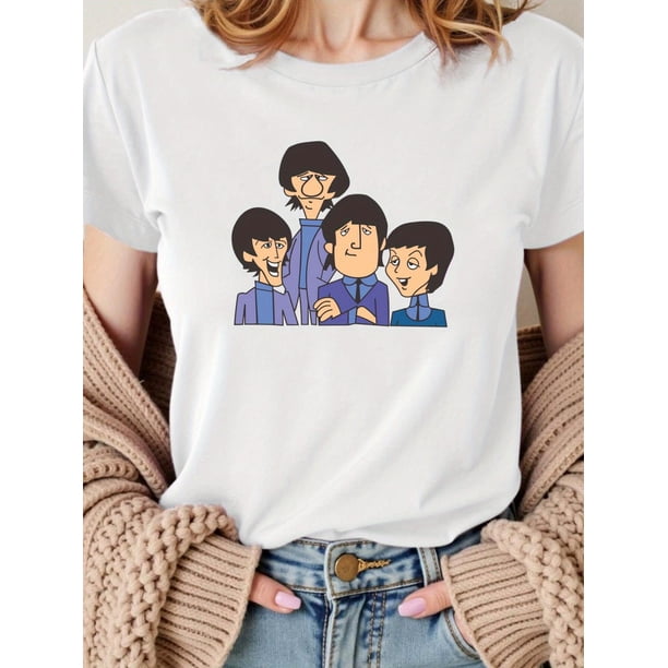 Summer Casual Short-Sleeve T-Shirt with a Cartoon Design of a Female Beetle Band Tee For Adult, Men, Women, Teen, Teenager, Adolescent, Youth