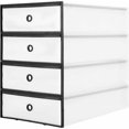 thumbnail image 1 of Juego de cajas de plástico para zapatos de 34,5 x 24 x 14,3 cm, cajas de almacenamiento de zapatos con marco blanco, caja de plástico apilable, transparente, plegable, para tamaños de hasta, 1 of 5
