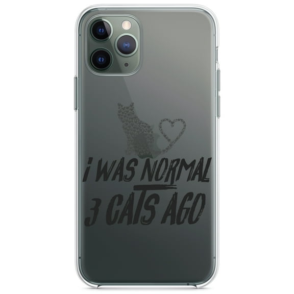 DistinctInk Clear Shockproof Hybrid Case for iPhone 11 (6.1" Screen) - TPU Bumper Acrylic Back Tempered Glass Screen Protector - I Was Normal 3 Cats Ago