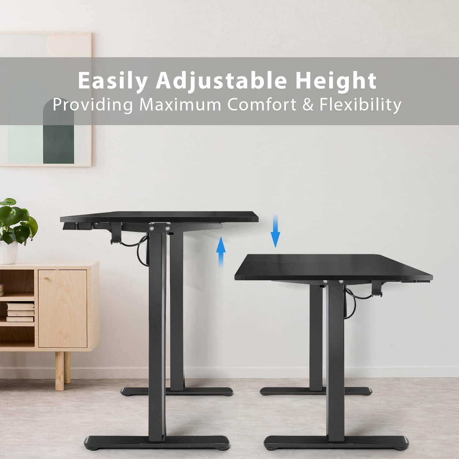 CRXX Height Adjustable Electric Standing Desk - Upgraded Ultra Durable Home Office Large Rectangular Computer or Laptop Sit Stand Workstation Table（4 FT，Black）