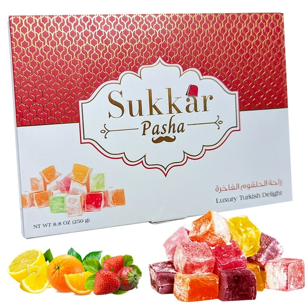 Luxury Turkish Delight Lokum, Mixed Fruits(Strawberry, Orange, Lemon